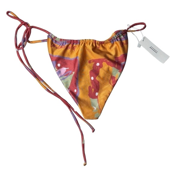 INAMORATA LAS OLAS BOTTOM TIE SIDE RUCHED INKED SAFFRON BIKINI BOTTOMS - Picture 4 of 10